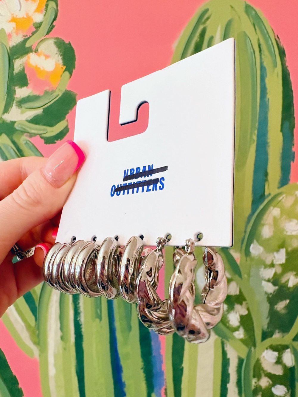 Urban Outfitters Silver Hoop Earrings Set - 3 Pairs ✨